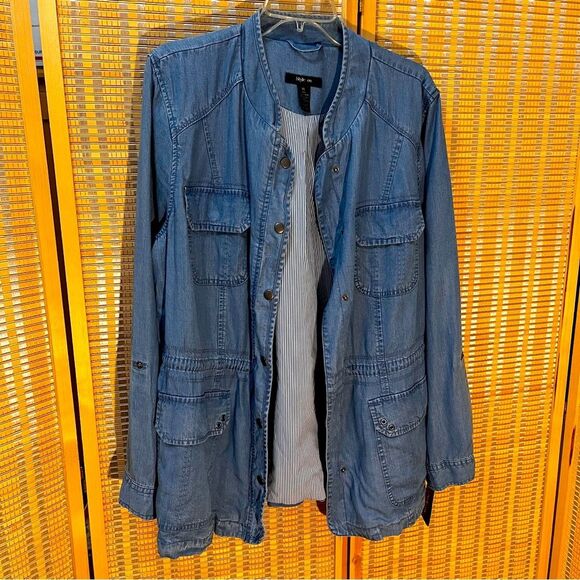 Style & Company Macy’s NWT Chambray Snap front field  jacket XL - Picture 1 of 11
